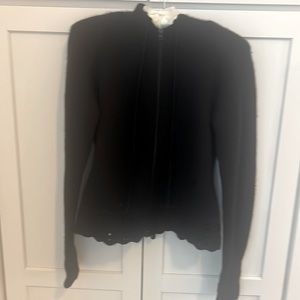 Fatigue black zip up sweater hoodie 100 percent cashmere